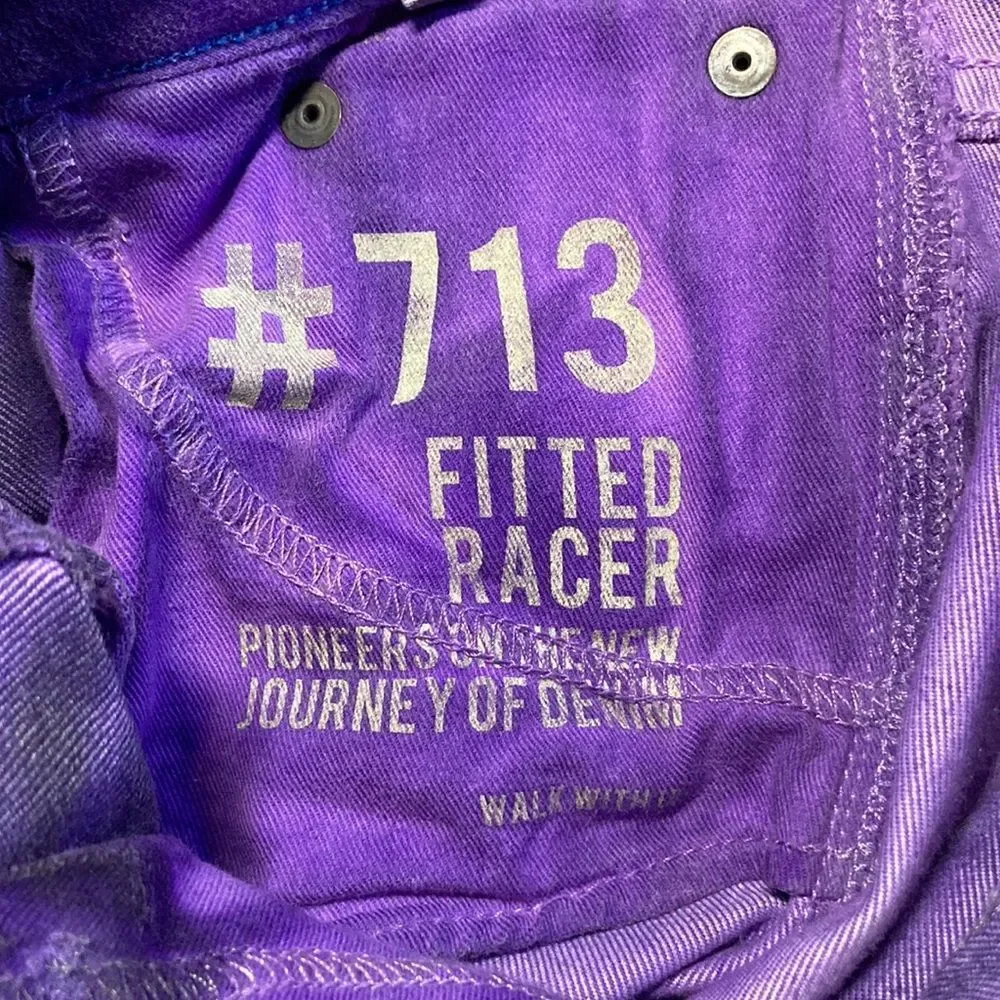 ! ITEM Purple Low Rise Skinny Jeans Fitted Racer Womens Size 26